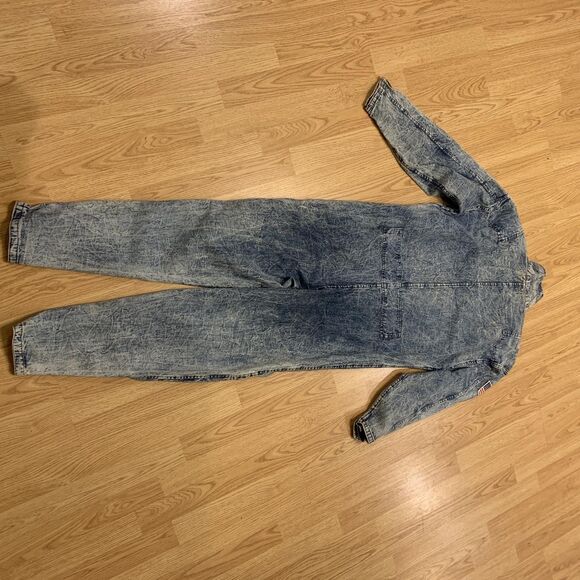 Vintage Chemin De Fer Jumpsuit Womens Small Acid Wash Flight Suit Patches 80s - Picture 14 of 16